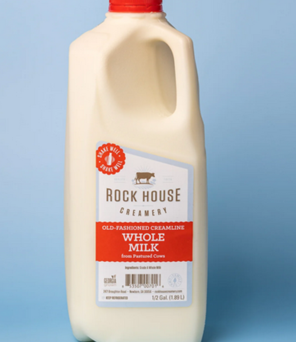 Rockhouse Creamery Milk, Whole, Half Gallon