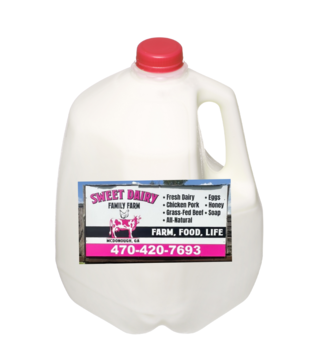 Sweet Dairy Farms Raw Milk, Cow - GALLON