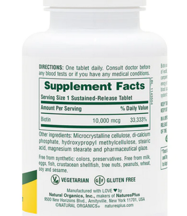 NATURE'S PLUS Nature's Plus Biotin 10mg, 90t.