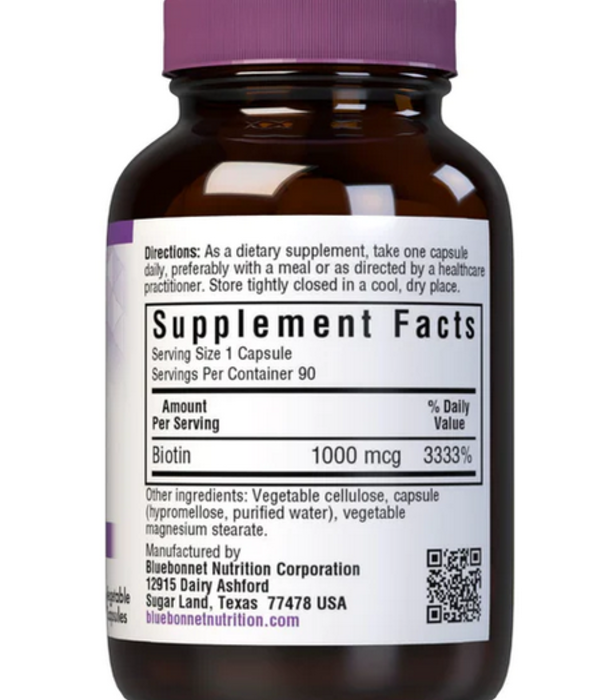 Bluebonnet Biotin 1000mcg, 90vc