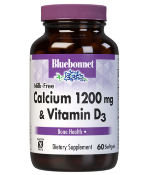 Bluebonnet Milk-Free Calcium 1200mg + Vit D3, 60sg