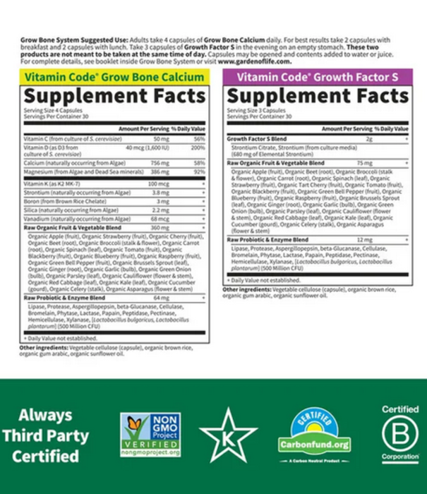 Garden of Life GoL Vitamin Code Grow Bone System