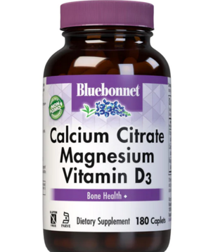 Bluebonnet Calcium Citrate Magnesium + Vit D3, 180c