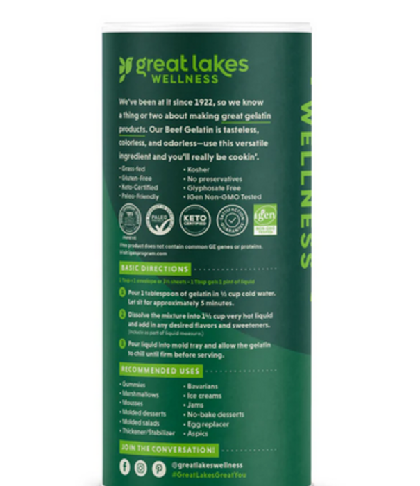 Great Lakes Gelatin Gelatin, Unflavored, 1lb.