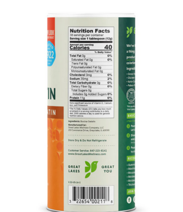Great Lakes Gelatin Gelatin, Unflavored, 1lb.