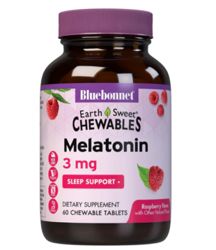 Bluebonnet Earthsweet Chewables Melatonin 3mg Raspberry, 60c