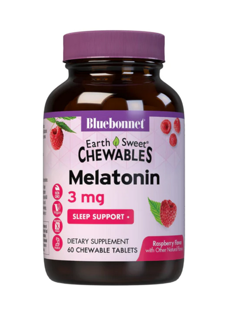 Bluebonnet Earthsweet Chewables Melatonin 3mg Raspberry, 60c