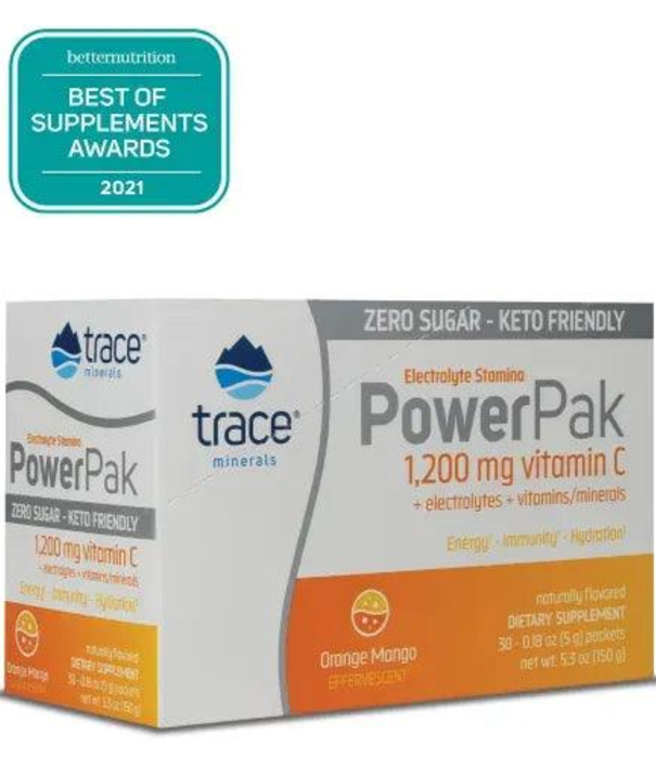 Trace Minerals Electrolyte Stamina Power Pak NON-GMO Orange Mango, Single
