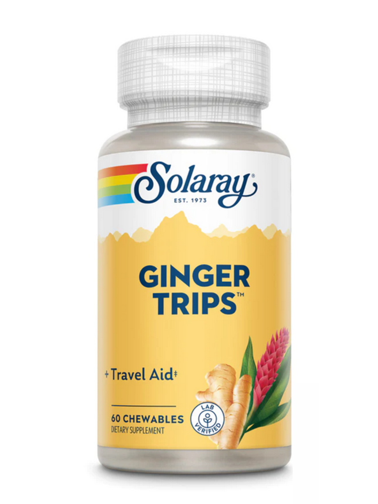 Solaray Ginger Trips, Chewable, Ginger Molasses 67mg, 60ct