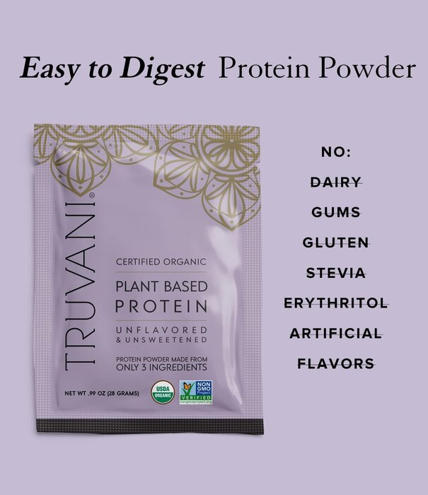 Truvani Unflavored Plant Protein Powder, Single
