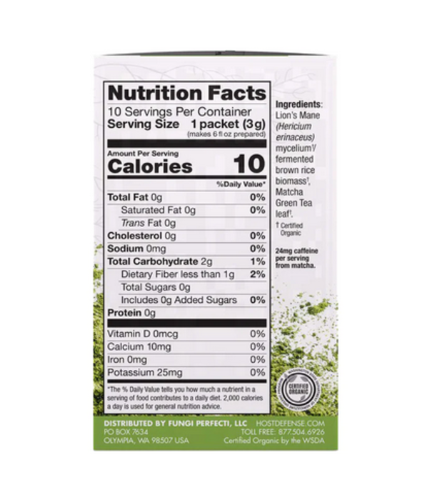 Host Defense Mycobrew Matcha, Energize & Uplift, 0.1oz.