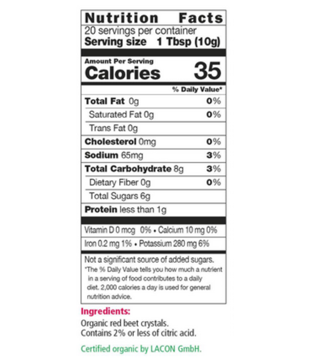 Salus Floradix Red Beet Crystals, Salus, Organic, 7oz. -Gaia **