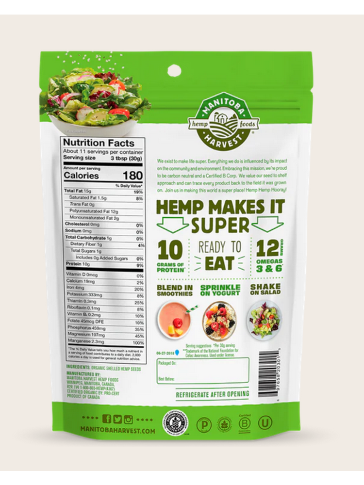 Manitoba Harvest Hemp Hearts, Organic, 12oz.