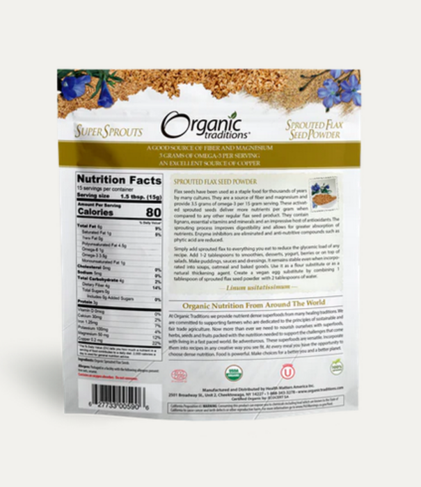 Organic Traditions Golden Sprouted Flax 8oz