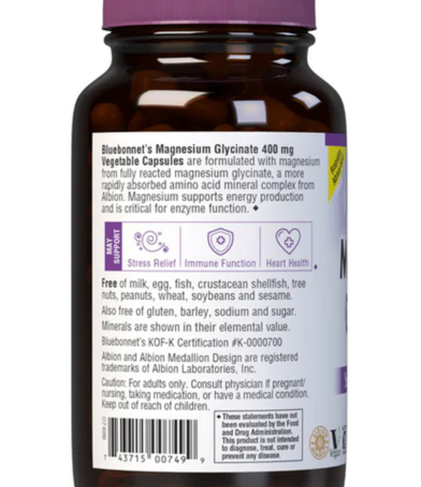 Bluebonnet Bluebonnet Magnesium Glycinate 400mg, 120vc.