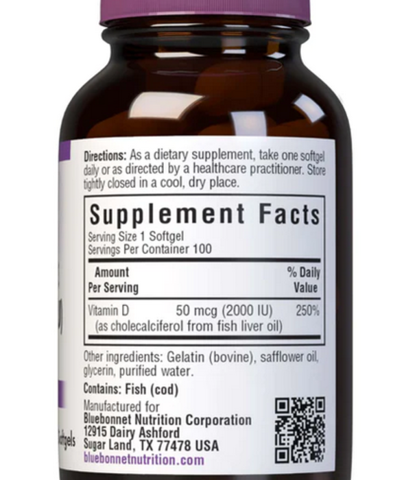 Bluebonnet Bluebonnet Vitamin D3 2000 IU, 100sg