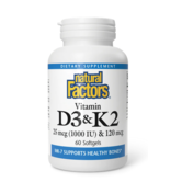 Natural Factors Vitamin D3 & K2 1000IU & 120 mcg 60sg