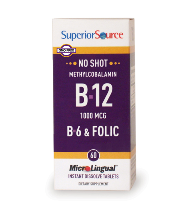 Superior Source No Shot Methyl B12 1000mcg/B6/Folic, 60t