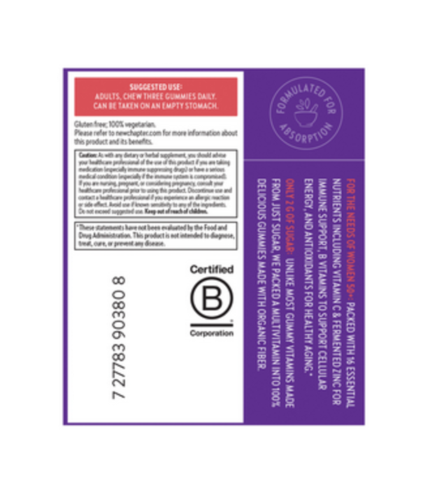 New Chapter Women's 50+ Multivitamin Gummy, 90ct