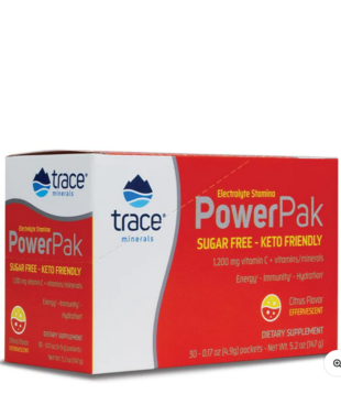 Trace Minerals Electrolyte Stamina Power Pak Sugar Free Non-GMO Keto Citrus, Single