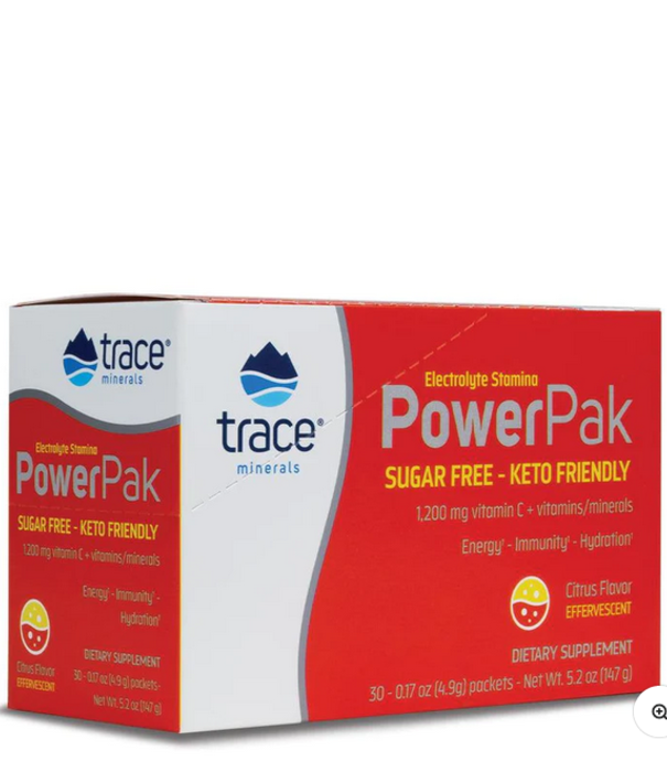 Trace Minerals Electrolyte Stamina Power Pak Sugar Free Non-GMO Keto Citrus, Single