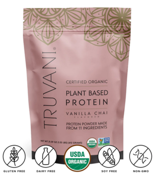 Truvani Vanilla Chai Plant Protein Powder, 21.59oz.
