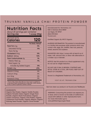 Truvani Vanilla Chai Plant Protein Powder, Box of 10