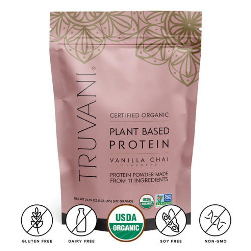 Truvani Vanilla Chai Plant Protein Powder, Box of 10