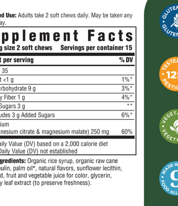 MegaFood Relax + Calm Magnesium Soft Chew, Grape, 30ct