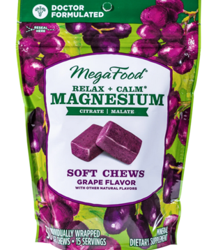 MegaFood Relax + Calm Magnesium Soft Chew, Grape, 30ct
