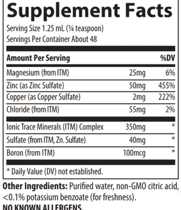Trace Minerals Liquid Ionic Zinc - 50mg, 2oz