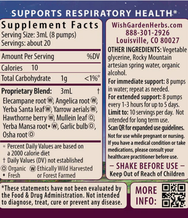 WishGarden Herbs Deep Lung, 2oz pump