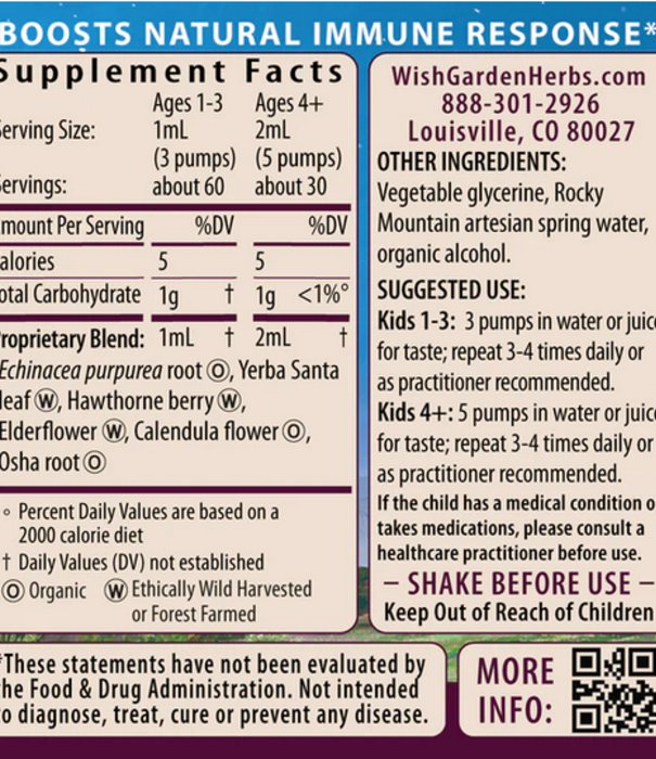 WishGarden Herbs Kick-It Immune KIDS, 2oz pump