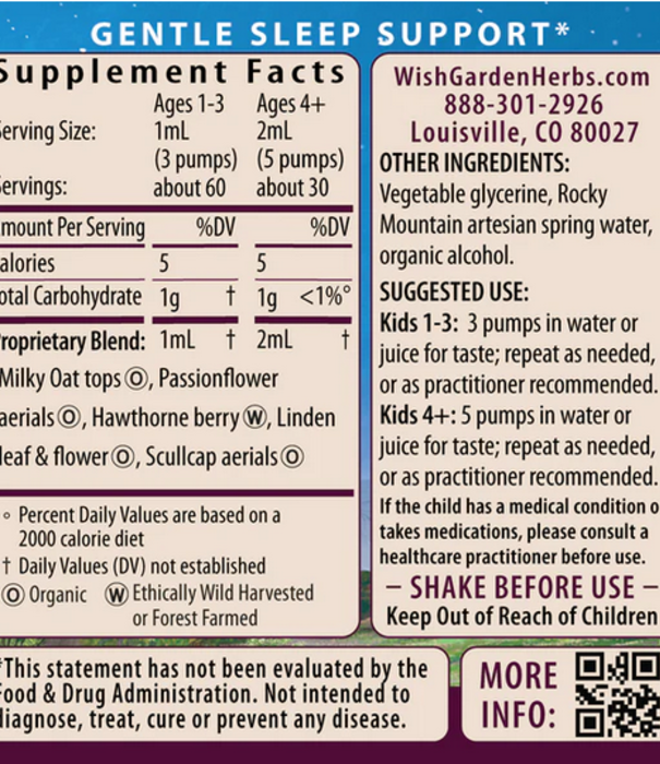 WishGarden Herbs Sleep Nights KIDS, 2oz pump
