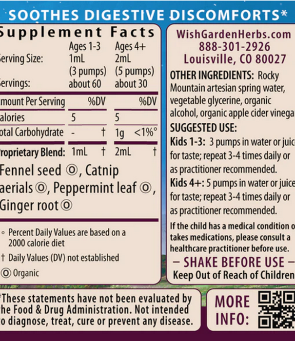 WishGarden Herbs Digestive Rescue KIDS, 2oz pump