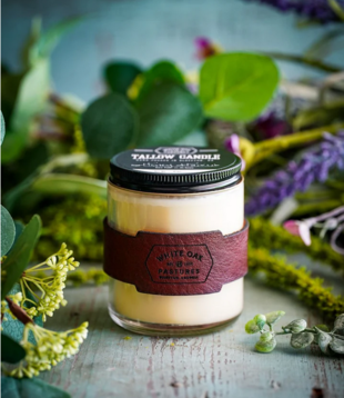 White Oak Pastures Tallow Candle, Cabin Fever