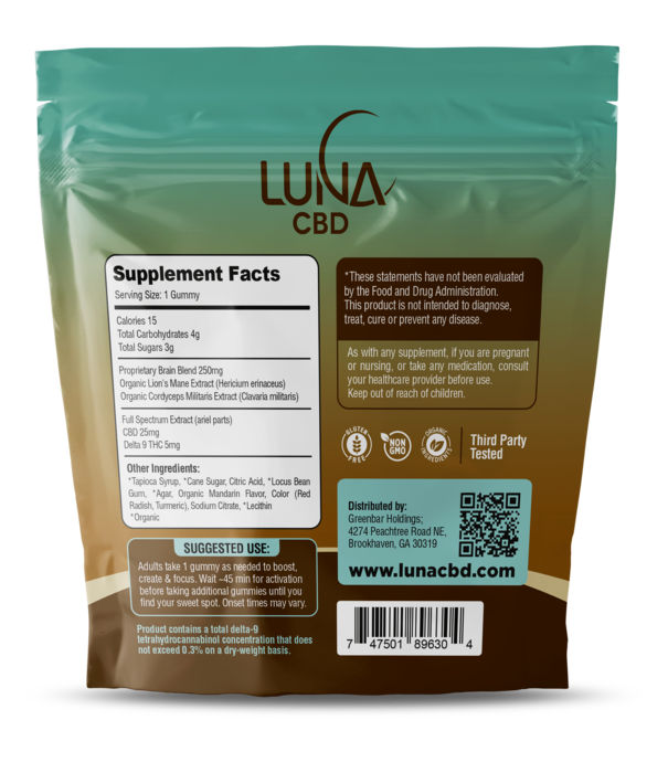 Luna Synergy The Wizard THC/CBD + Lion’s Mane & Cordyceps, 30ct disco