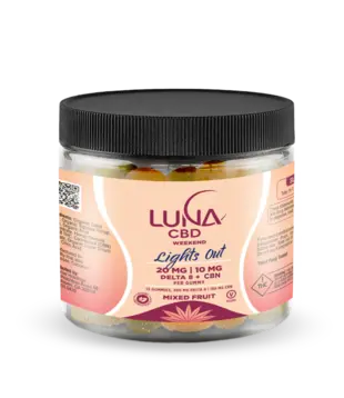 Luna Weekend LIGHTS OUT D8 + CBN Gummies, 20mg:10mg, 15ct