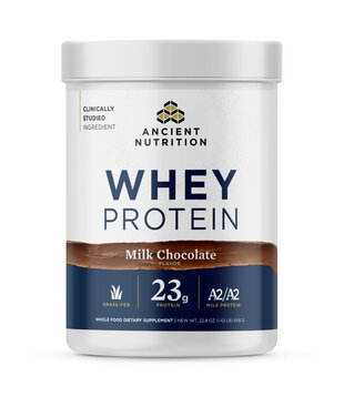 Ancient Nutrition A2 Whey Protein Powder, Chocolate, 20srv