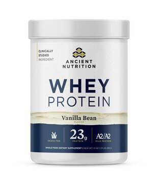 Ancient Nutrition A2 Whey Protein Powder, Vanilla, 20srv