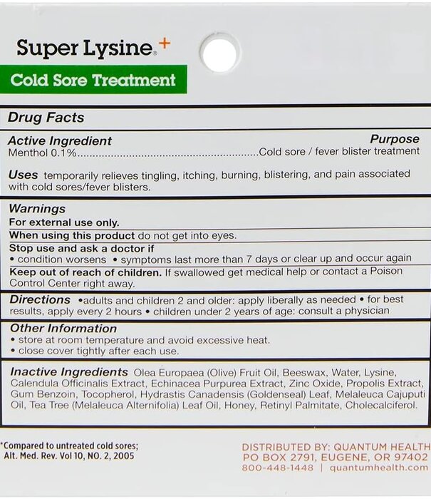 Quantum Super Lysine+, Ointment Cream, 0.75oz.