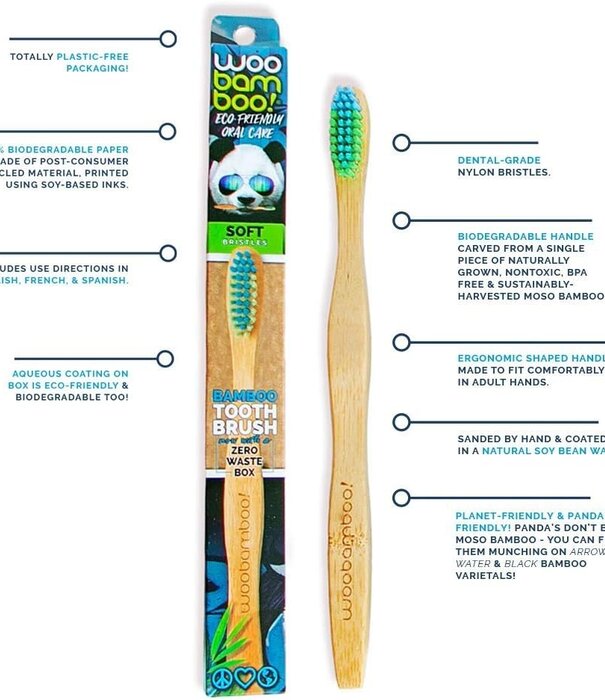Woobamboo Adult Toothbrush, Soft, 1ct