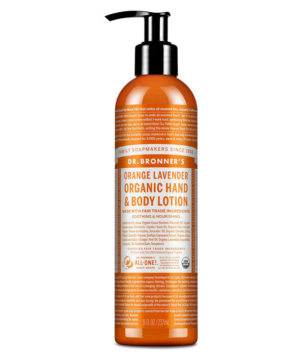 Dr. Bronner's Lotion, Orange Lavender, Organic, 8oz.