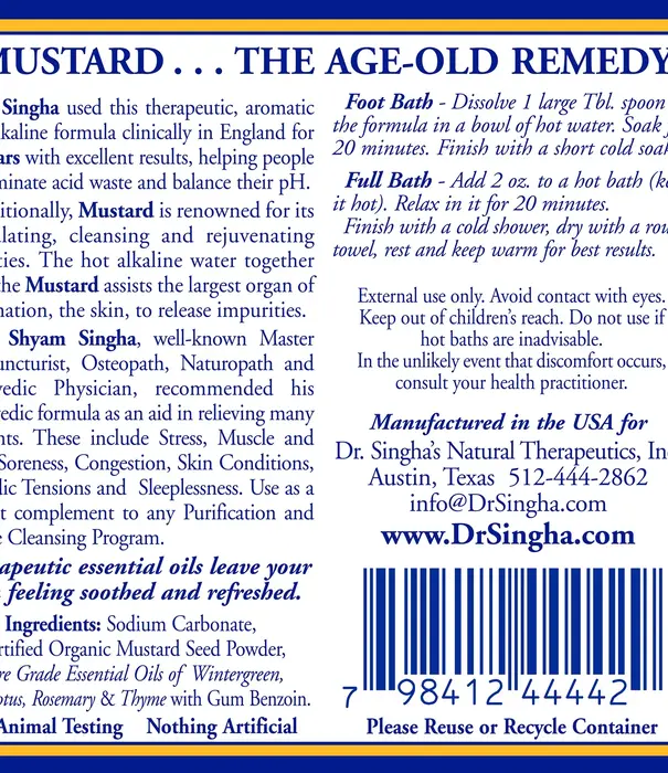 Dr. Singha's Bath Salts, Mustard, 8oz.