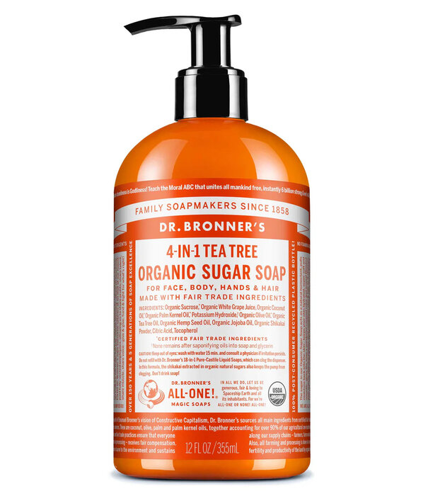 Dr. Bronner's Sugar Soap, Tea Tree, Organic, 12oz.