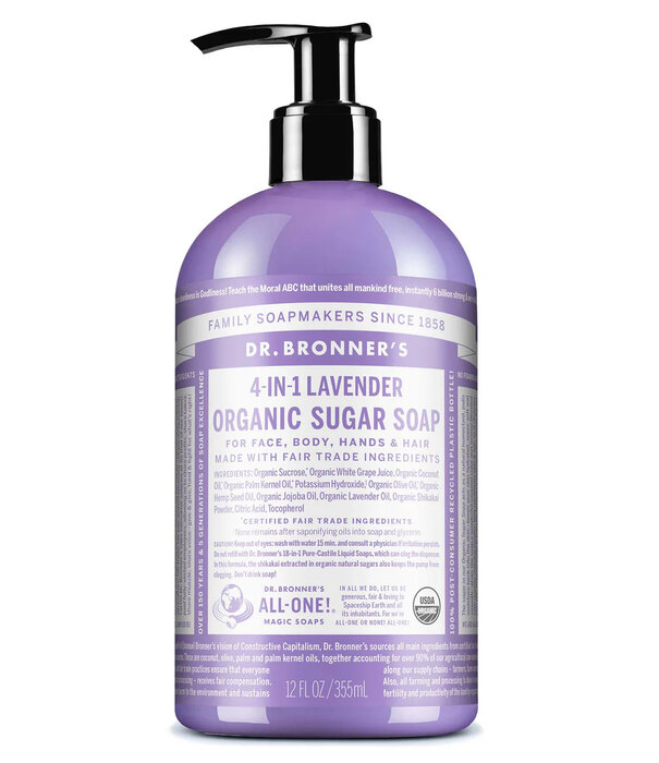 Dr. Bronner's Sugar Soap, Lavender, Organic, 12oz.