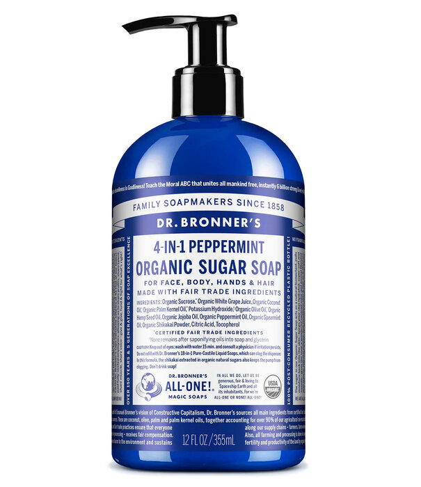 Dr. Bronner's Sugar Soap, Peppermint, Organic, 12oz.