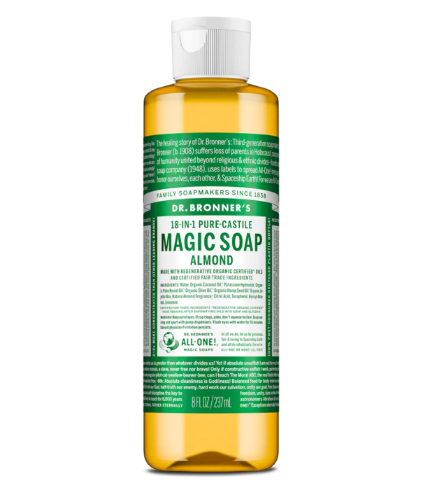 Dr. Bronner's Pure Castile Liquid Soap, Almond, 8oz.