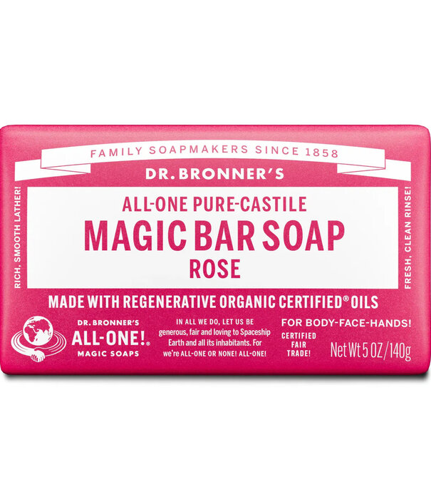 DR BRONNER Dr. Bronner's Pure Castile Bar Soap, Rose, 5oz.