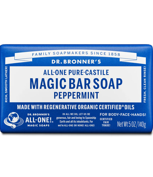 DR BRONNER Dr. Bronner's Pure Castile Bar Soap, Peppermint, 5oz.